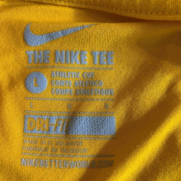 Nike Long Sleeve Tee T-Shirt Womens Large Yellow Dri-Fit Athletic Cut - Picture 2 of 7